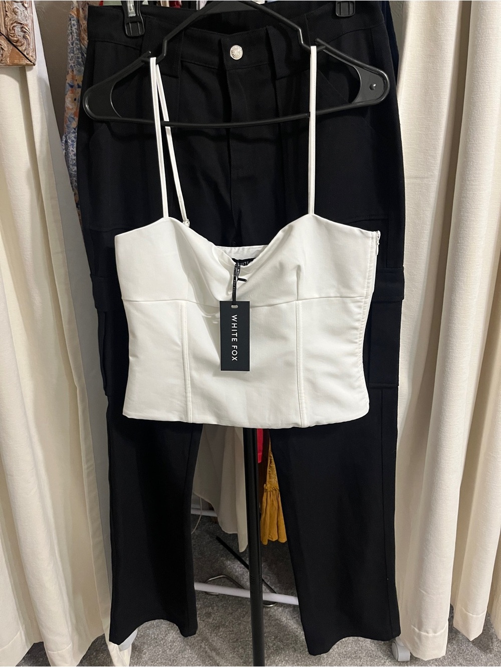 NWT White Fox Boutique ~ White Bustier Crop Top with Thin Straps